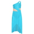 thumbnail image 3 of Moggemol Robe de Danse Ballet Lyrique pour Filles, une Épaule Sans Manches, Découpe Haute et Basse, Robe en Maille Fluide, Bleu Clair 8, 3 of 7