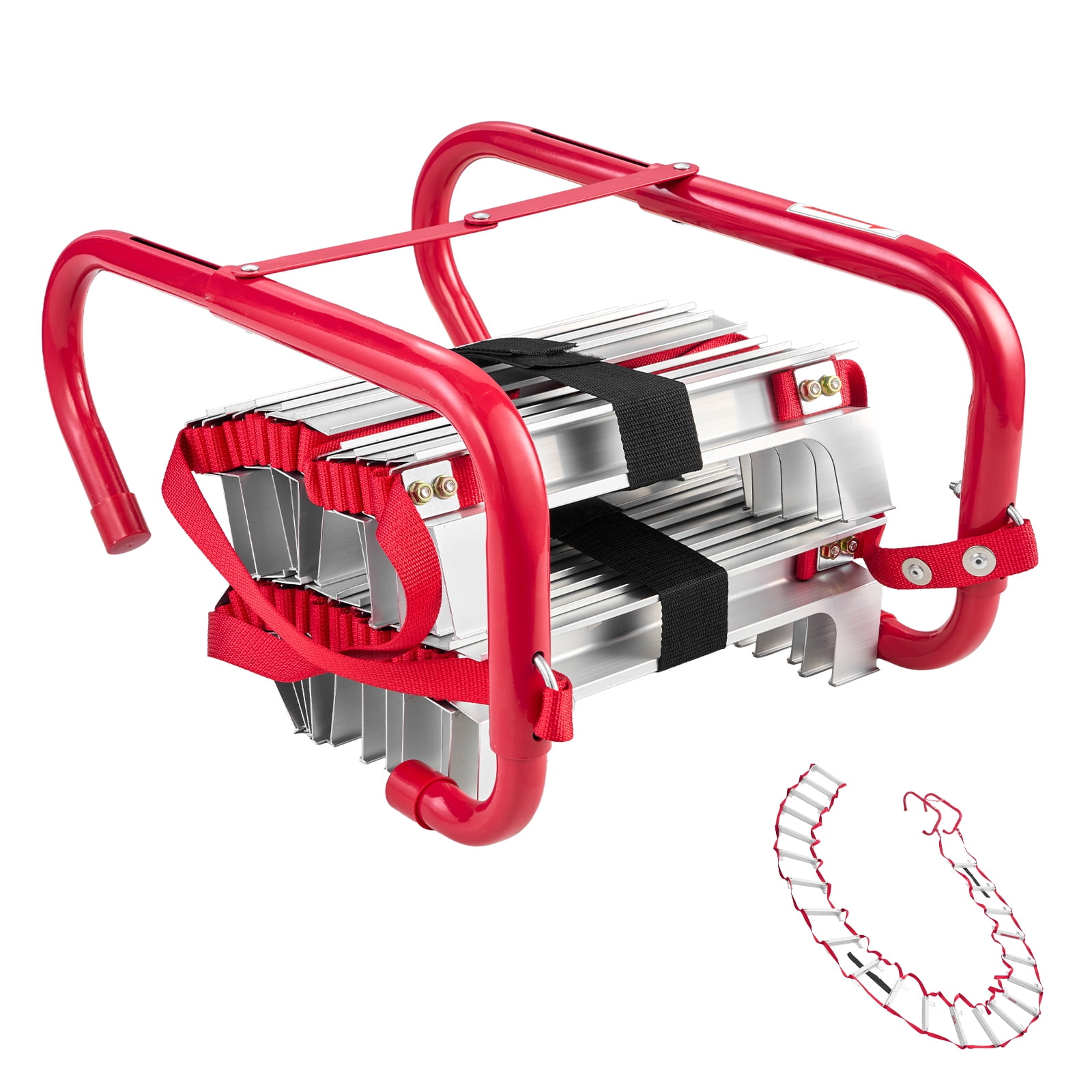 KFFKFF Fire Escape Ladder, 3-Story 25FT Retractable Emergency Fire Ladder, Lightweight Aluminum Alloy Safety Escape Ladders with Sturdy Polyester Strap