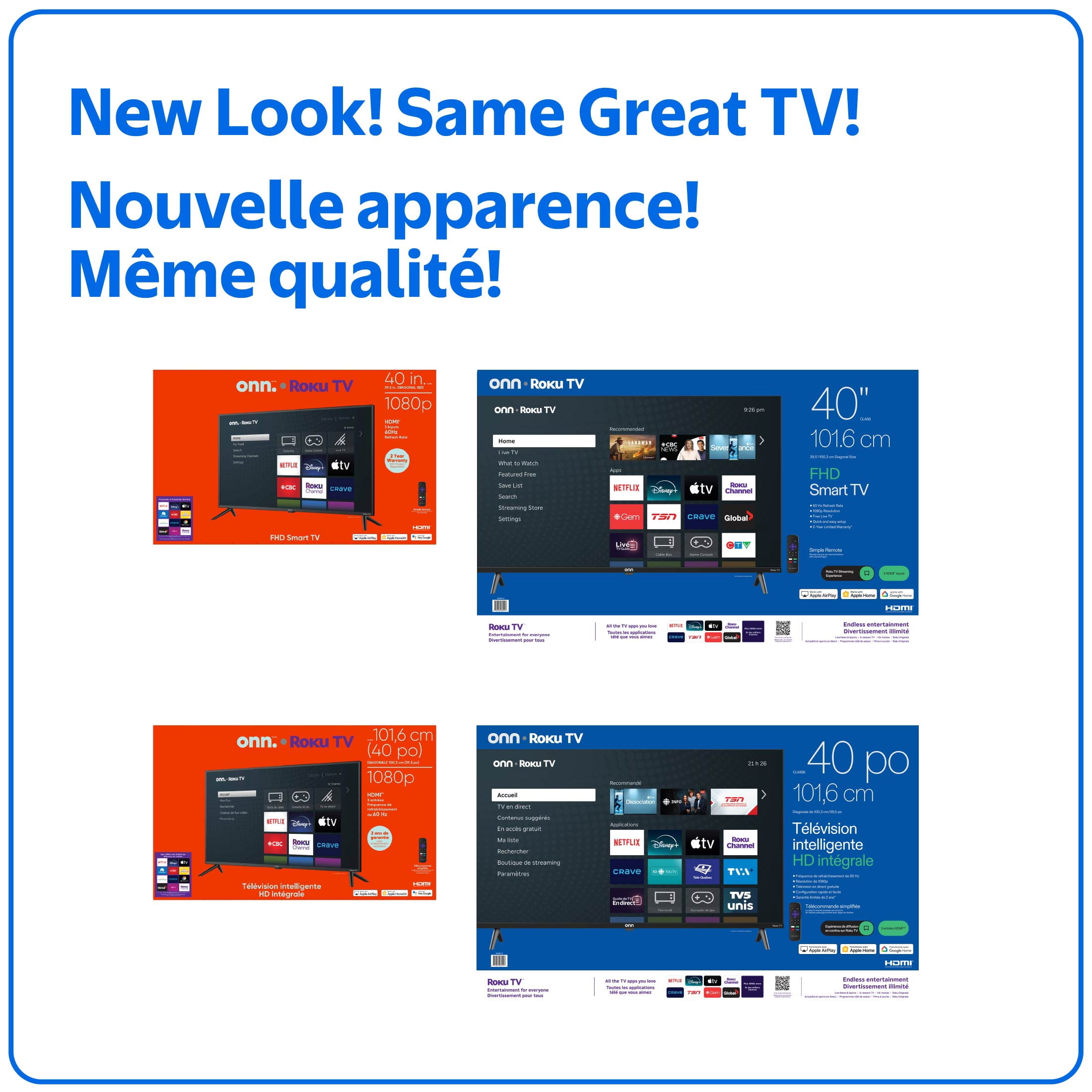 Téléviseur intelligent Roku onn HD intégrale 1080p de 102 cm (40 po)