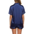 thumbnail image 3 of Womens Silk Satin Pajamas Set Two-Piece Sleepwear Loungewear Button-Down Sets, 3 of 9