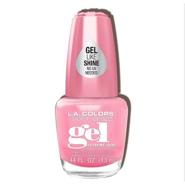 Creamy Neon Gel Polish - Gossip by L.A. COLORS, a pink gel polish bottle with gel-like shine and extreme durability, no UV light needed, 0.44 fl oz (13 ml), suitable for vibrant, long-lasting nail care.