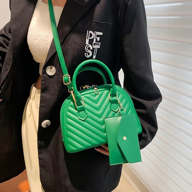 Pisexur Ladies Fashion Color Leather Versatile Handbag Double Zipper Messenger Bag on Clearance