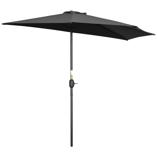 Outsunny Parasol Demi-Rond de 9 Pi, Parasol de Balcon Extérieur, Noir