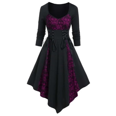 DuoJiaJ Ladies Medieval Lace Patchwork Dress For Featival and Party Performance