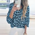 thumbnail image 2 of Birdeem Womens Long Lantern Sleeve Leopard Print V Neck Tee Casual Popular Blouse Tops, 2 of 4