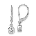 thumbnail image 1 of 925 Sterling Silver Round 5mm Cubic Zirconia Cz Leverback Earrings Drop Dangle, 1 of 6