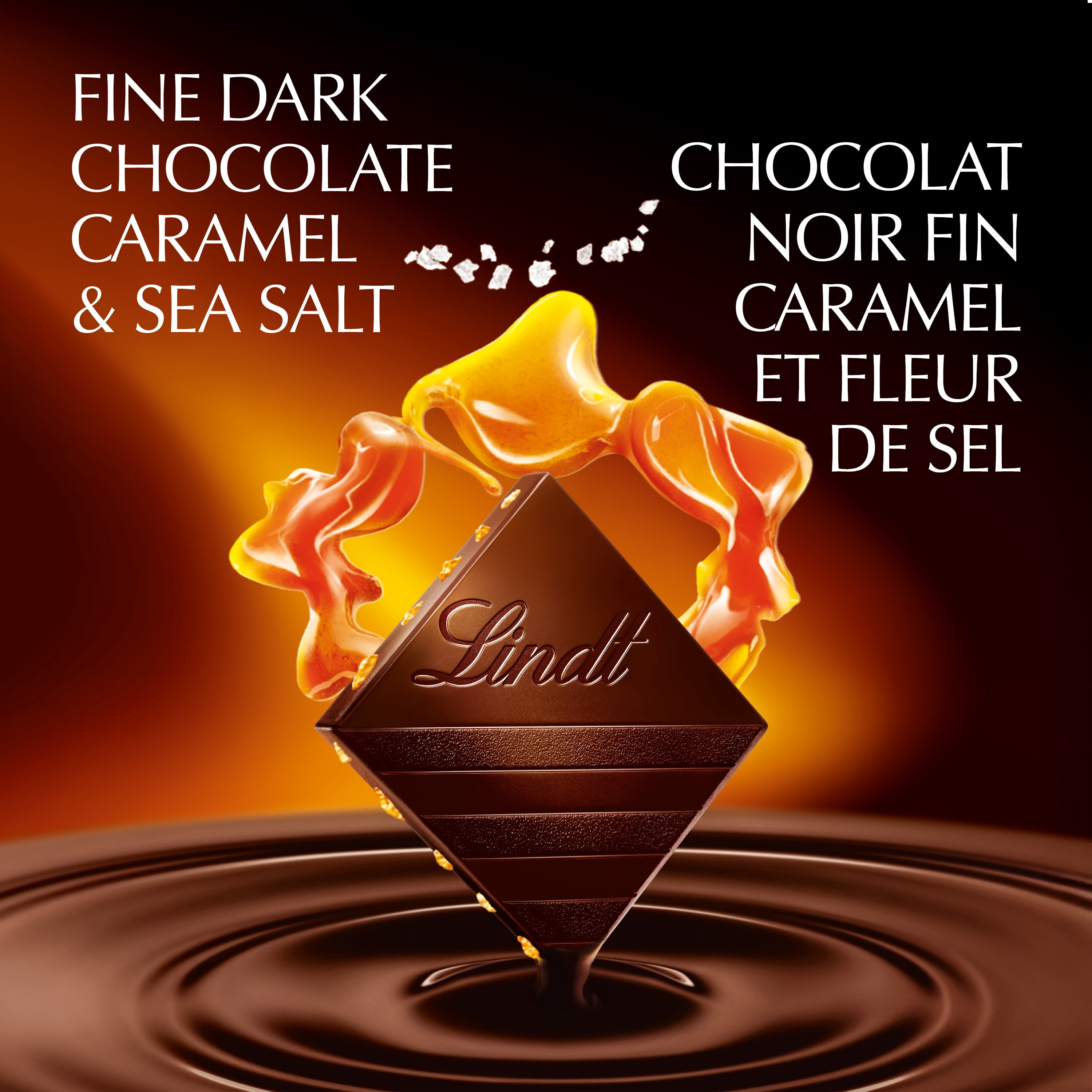 Chocolat noir Lindt EXCELLENCE Caramel et fleur de sel – Barre (100 g)