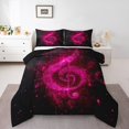 thumbnail image 1 of Musical Note Comforter Set Full Size 3 Pcs,Starry Rose Pink Sequins Print (Not Real) Chic Bedding Set,Romantic Glitter Music Theme Fashion Quilt Set for Teens Bedroom,2 Pillowcases, 1 of 6