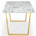 thumbnail image 3 of Rectangular Marble Dining Table with stainless steel polished gold base, Modern designe, 3 of 7