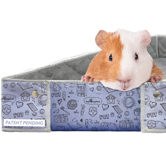 Paw Inspired Critter Box | Guinea Pig Cage Fleece Liner for Midwest C&C Habitat Cage Canvas Bottom | Washable Waterproof Raised Sides Fleece Bedding for Guinea Pigs Rabbits & Small Animal (Midwest)