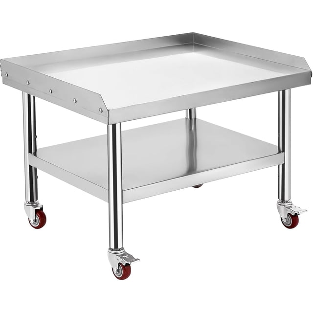 Ourlova Table Support de Gril en Acier Inoxydable 36*28 Pouces, pour Cuisine de Restaurant Commercial à Domicile avec Roue