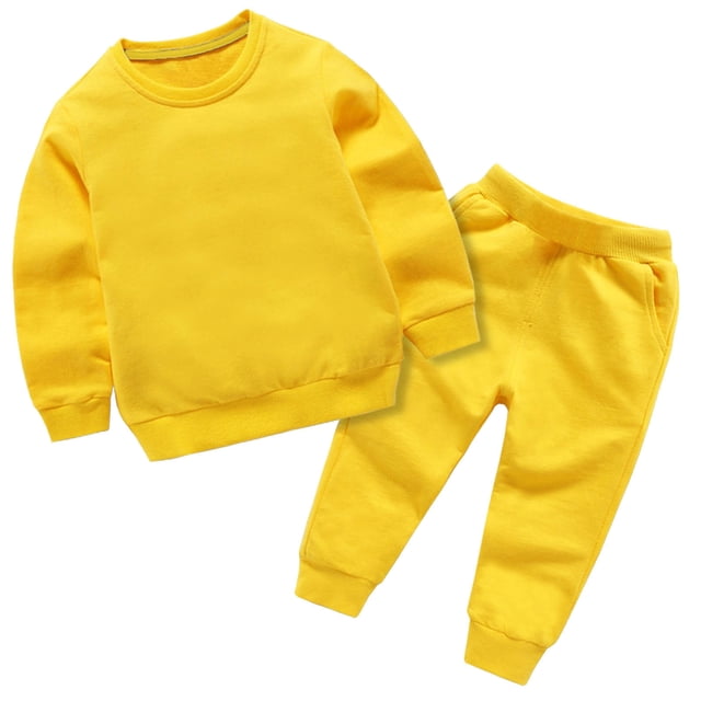 MeetoTime Ensemble 2 Pcs pour Filles et Garçons, Chandail Molletonné de Base à Enfiler et Pantalon de Jogging, Ensemble en Coton pour Tout-Petits