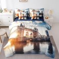thumbnail image 1 of Tower Bridge Bed in a Bag Queen Comforter Set 7 Piece,Uk London City Building Bedding Sets Drawbridge Sheet Set with Comforter,English Symbol Sunset Bed Set, 1 of 6