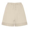 thumbnail image 5 of Summer Clearance! Womens Plus Size Pants,Summer Pants for Womens,Womens Solid Color Retro Hook Flower High Waisted Drawstring Shorts, 5 of 5
