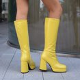 thumbnail image 2 of Dakaela Knee High Boots Women Chunky Heel Square Toe Platform Tall Boot Side Zipper Motorcycle Riding Fashion Booties, 2 of 7