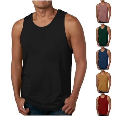 JDQJBZ Mens Tank Top Solid Color Crew Neck Summer Casual Sleeveless Shirts