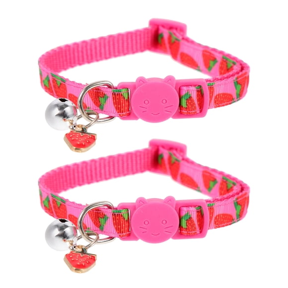 SHISUYAN 2Pcs Lightweight Cat Collar with Bell and Strawberry Printing Pet Collar Decor