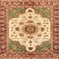 thumbnail image 1 of Ahgly Company Indoor Square Abstract Yellow Orange Oriental Area Rugs, 7' Square, 1 of 6