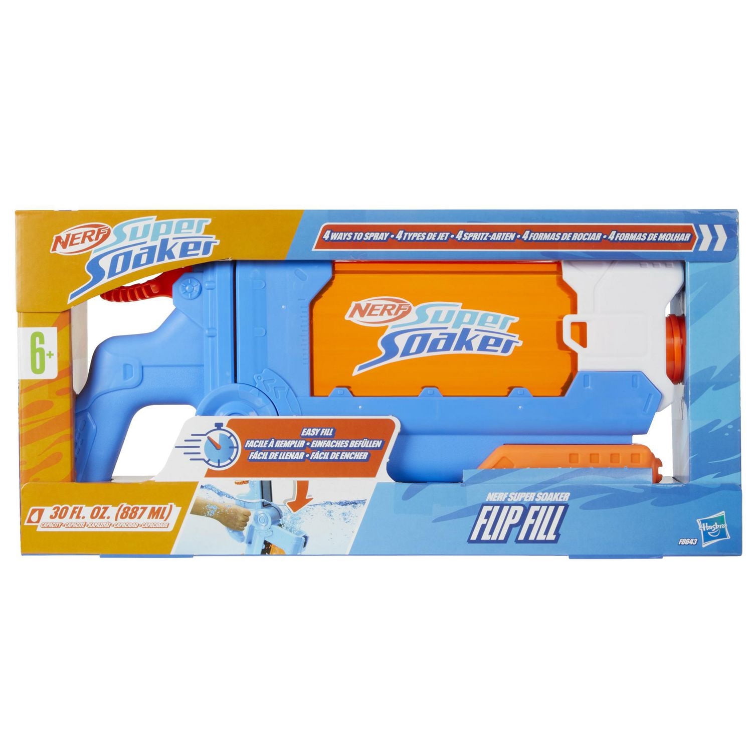 Nerf Super Soaker Flip Fill, blaster à eau à remplissage rapide, capacité de 887 mL d'eau, jouets d'eau