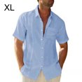 thumbnail image 5 of Wweixi Men's Button Down Shirt Boys Summer Pool Party Beach Walking Solid Color Simple Design Tops Daily Working Clothes Light Blue XL, 5 of 5