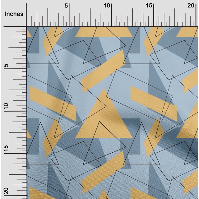 oneOone Georgette Viscose Fabric Rectangle & Triangle Geometric Printed Fabric 1 Yard 42 Inch Wide