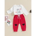 thumbnail image 3 of Honganda 0-18 Months Baby Boy Valentine's Day Outfit Letter Heart Long Sleeve Rompers Pants Set Fall Spring 2 Pcs Clothes, 3 of 9