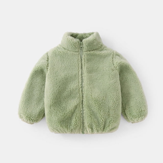 LSLJS Manteau Chaud pour Tout-Petits Bébés Filles en Molleton, Garçons, Fermeture Éclair, Couleur Unie, Épais, Manteau pour Enfants, Manteau pour Bébé ( 3-4 Ans, Vert )