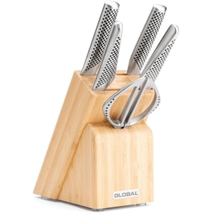 Global Takashi 6-Piece Knife Block Set – Premium Stainless Steel Kitchen Knives with Block