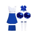 thumbnail image 2 of iiniim Tenues de Pom-Pom Girl pour Filles Enfants Uniformes de Cheerleading pour Filles du Secondaire Robe de Danse à Paillettes avec Pompons A Bleu Royal 4, 2 of 5