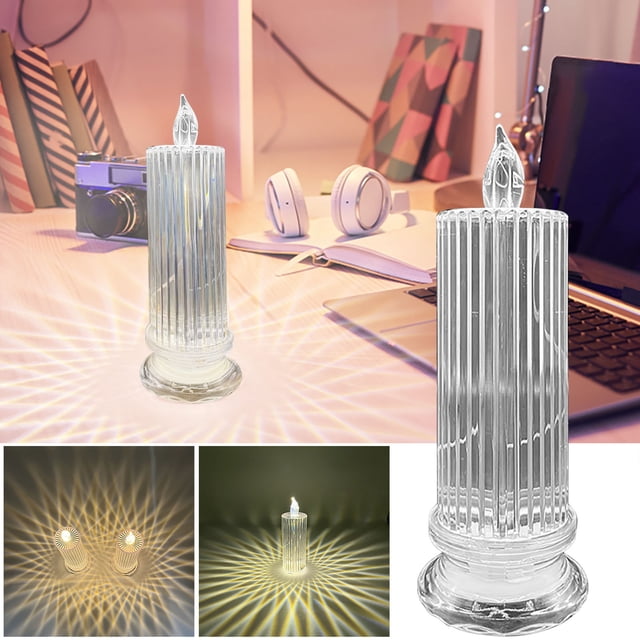 Dvkptbk Candle Lighting Flameless Candle Refraction Projection LED Electronic Candle Atmospheric Night Table Decoration Imitation Crystal Lamp Lamps & Lighting on Clearance