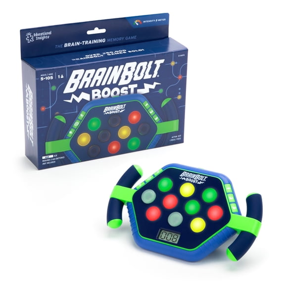 Educational Insights BrainBolt Boost - Handheld Memory Game with Light and Sound, Electronic Brain Games, Single Player Brain Teasers for Kids Teens, & Adults, Gamer Gifts for Boy