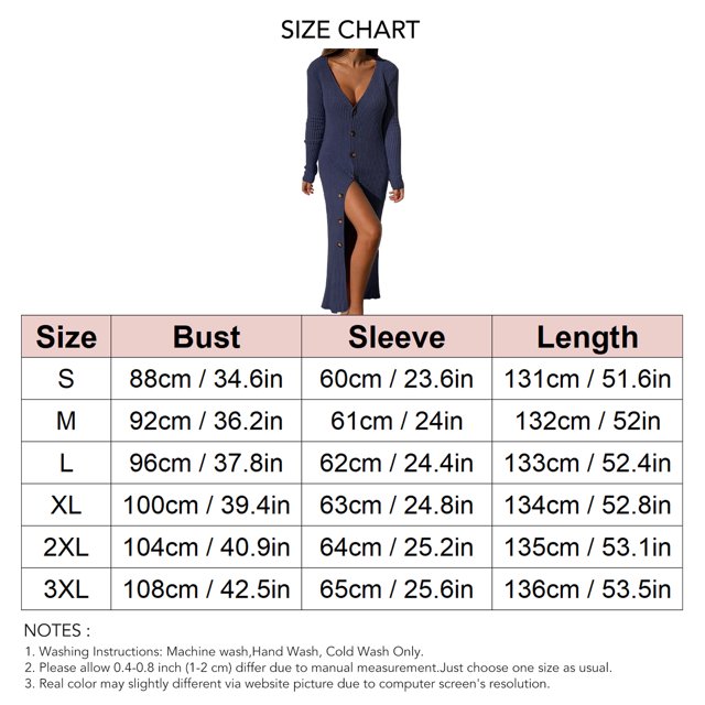 Womens Deep V Neck Button Down Long Knit Sweater Dress Bodycon Long Sleeves Sweater Maxi Dress