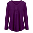 thumbnail image 1 of DYMADE Women's Solid Henley V-Neck Blouse Pleated Button Tunic Shirt Top, 1 of 2