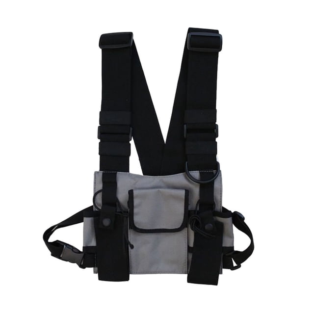 Thinsony Sac de Poitrine pour Gilet Mains Libres en Nylon à Multiples Poches, Gris Pâle, Doté d'Un Matériau en Nylon durable et Résistant à l'Eau. le Sac Comprend Plusieurs Poches pour un Rangement Organisé et des Bretelles Noires Ajustables pour un Ajustement Personnalisable. Conçu pour les Activités de Plein Air et le Vêtement de Travail, Il Mesure Environ 21,5 x 17 x 3 cm (8,46 x 6,69 x 1,18 Pouces).