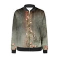 thumbnail image 4 of EQWLJWE Liquidation d'Économies d'Été! Veste Bomber de Baseball Zippée à Poches Imprimées Décontractée pour Femmes, Manteau, 4 of 5