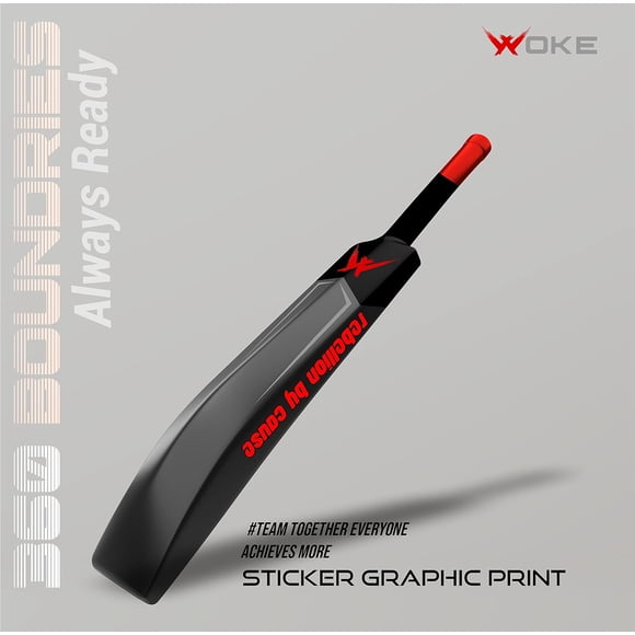 Woke Batte de Cricket en Plastique Robuste, Format Régulier (34” X 4.5” inches) Batte de Qualité Supérieure pour Tous les Groupes d'Âge / Noir