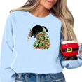 thumbnail image 1 of WEAIXIMIUNG Chandails en Molleton Courts pour Femmes Ensemble Motif Lumières Arbre de Noël Chat Col Rond Manches Longues Chandail à Capuchon pour Femmes Décontracté Vacances, 1 of 3