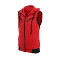 thumbnail image 2 of INSPIRE CHIC Men's Vest Hoodie Zip Up Sleeveless Drawstring Hooded Vest 46 Red, 2 of 8