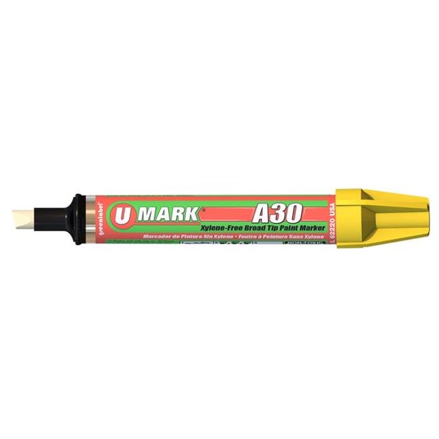 U-Mark UMARK10306 A30 Broad Tip Paint Marker, Yellow - 6 per Box