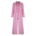 thumbnail image 4 of Yuyuzo Combinaisons en Lin pour Grande Taille pour Femme Manches Courtes V Col Rompers Bouton vers le Bas Robe Décontractée, 4 of 6