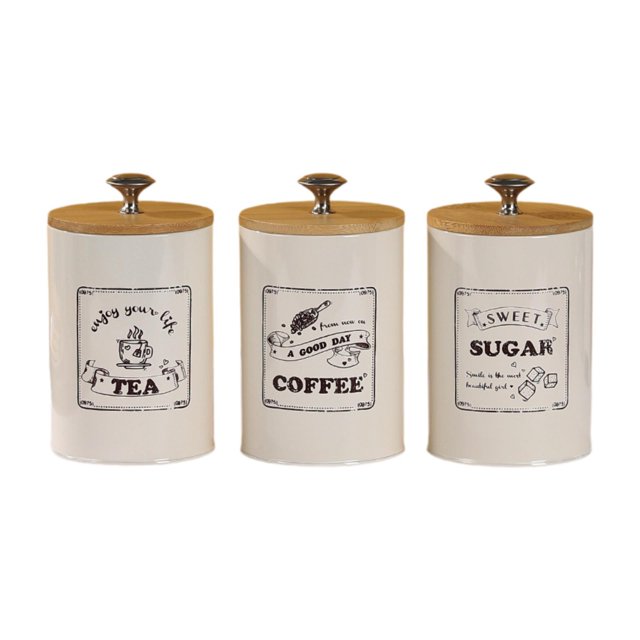 veasfak 3 Pieces Kitchen Canisters Set Simple Modern Coffee Tea Sugar Containers Set vintage
