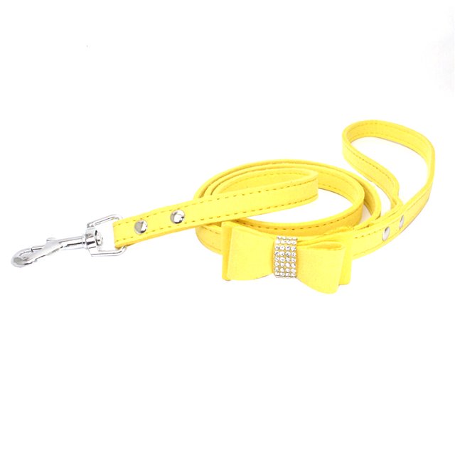 Fashion Bling Crystal Cat Collar Adjustable dogs collar Puppy Bow Tie Rhinestone Soft Collars Rope Pet for Small Medium Dog