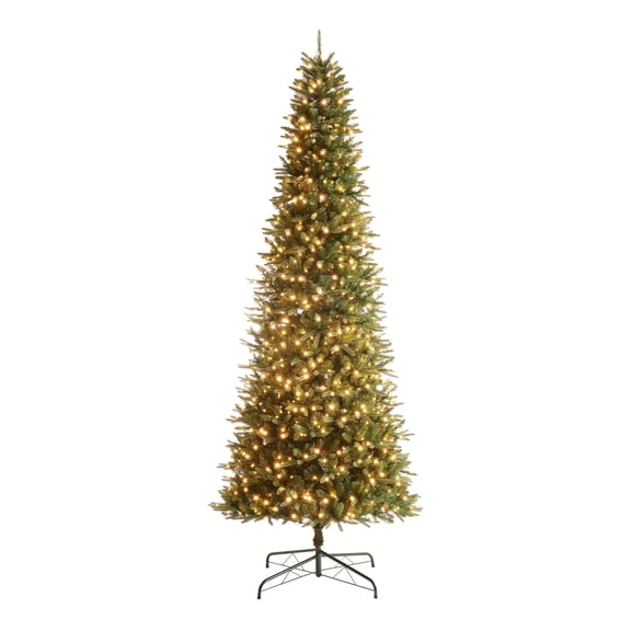 Holiday Time 12' Pre-Lit Rockford Sure-Lit Pole Slim Pine Christmas Tree, Green