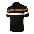 thumbnail image 3 of Shirts for Men, Mens Patchwork Fallow Button Round Neck Sports Short Sleeve Shirt, 3 of 5