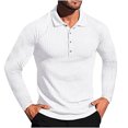thumbnail image 1 of Jalioing Men's Collared Shirt Long Sleeve Button Golf Shirts Business Casual Ribbed Stretchy Pullover Tee, 1 of 5