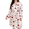 thumbnail image 1 of Ihph7 Waffle Robes for Women Plus Size Robe Womens Robes Knee Length Bathrobe for Women Housecoats for Women Long Sleeve Robes for Women Waffle Knit Robes for Women Quick Dry Robe Red M, 1 of 4