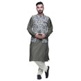 thumbnail image 1 of Atasi Solid Kurta Churidar With Printed Jecket Set For Mens Summer Party Wear, 1 of 1