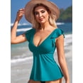 thumbnail image 4 of Charmo Ruffled V Neck Swim Tops for Womens Flowy Tankini Tops Padded Bathing Suit Tops(No Bottoms）, 4 of 6