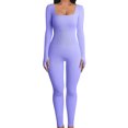 thumbnail image 1 of Fortune Women Bodysuits Ribbed Knit Bodycon Jumpsuits Long Sleeve One Piece Romper, 1 of 9