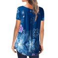 thumbnail image 4 of Tuniques pour Femmes à Manches Courtes Mode pour Femmes Col en V Tuniques à Imprimé Floral Boutons T-shirt à Manches Courtes, 4 of 6